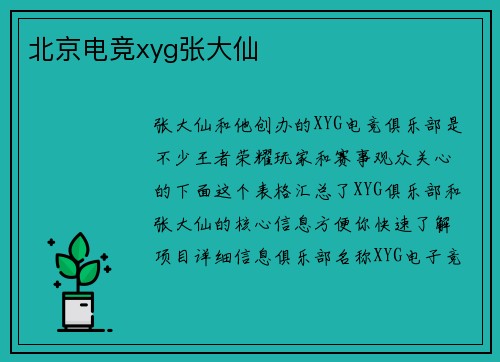 北京电竞xyg张大仙